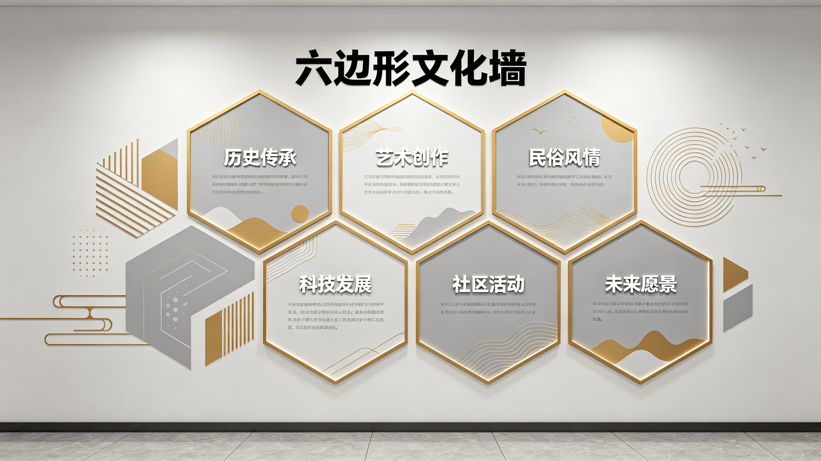 钟祥企业文化墙 | 六边形信息美学